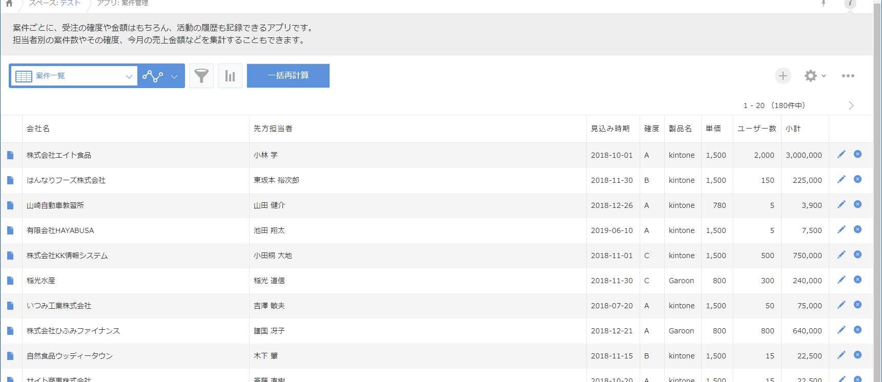 レコード一覧画面