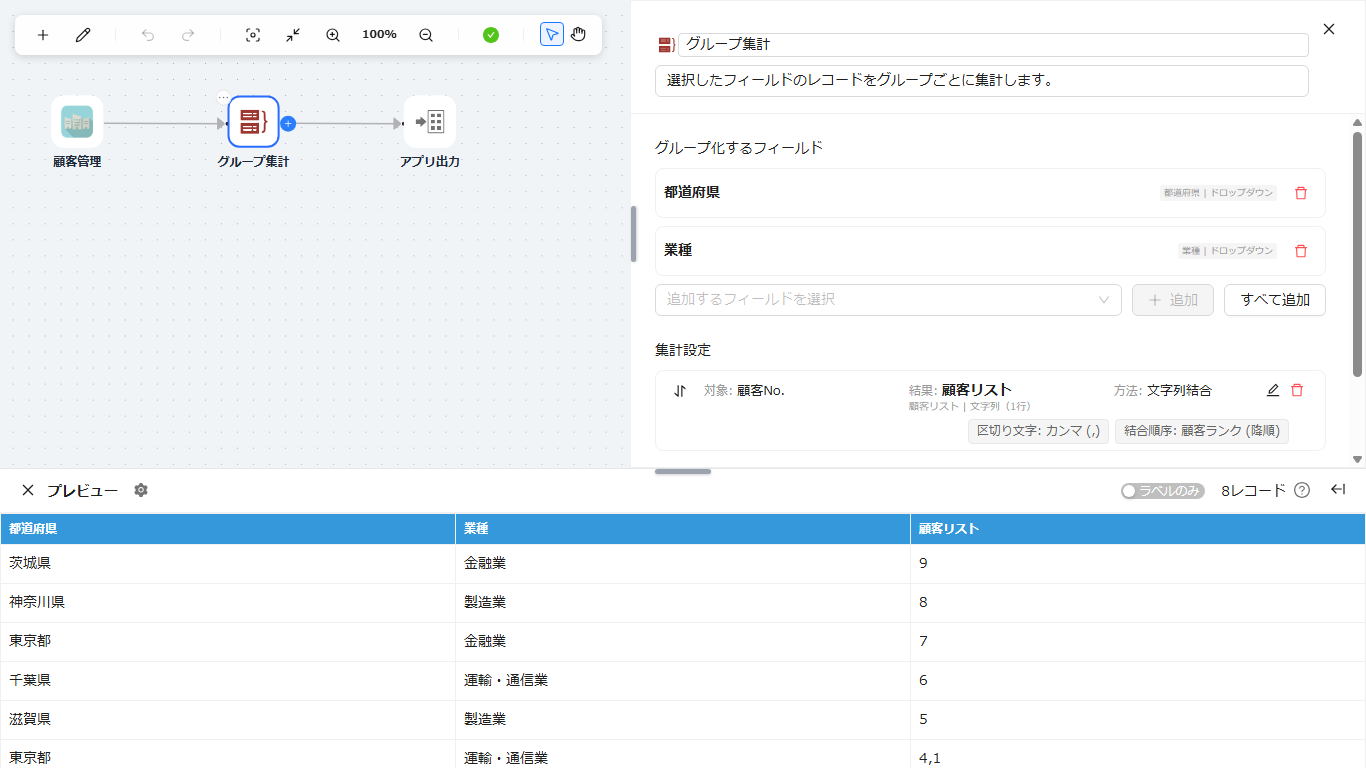 フロー編集画面への配置画像