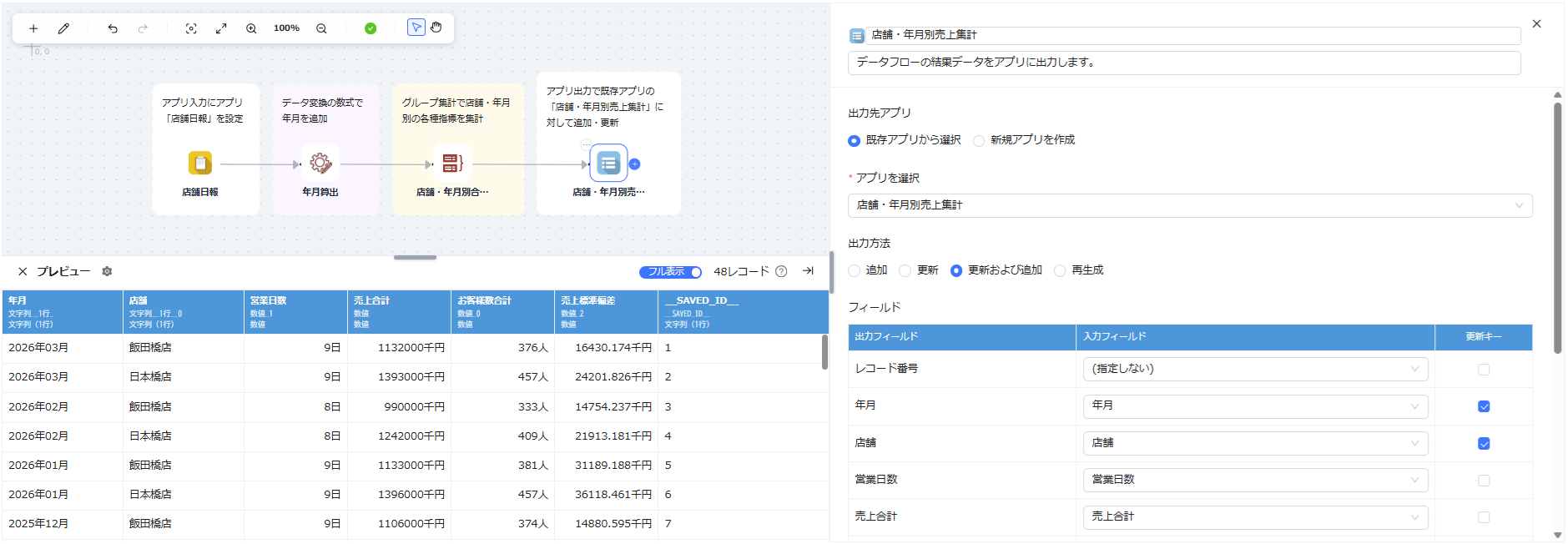アプリ出力設定