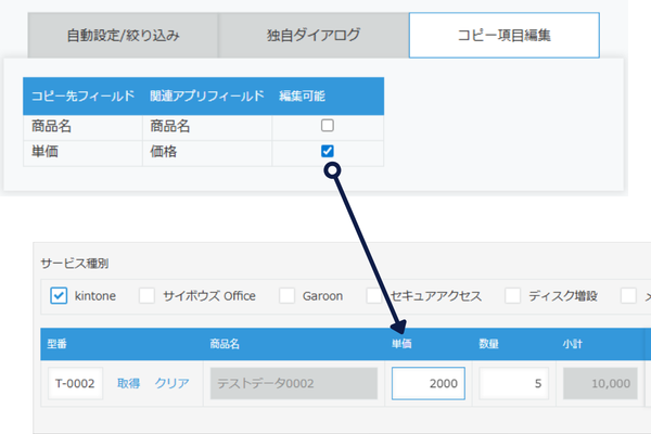 コピー先編集