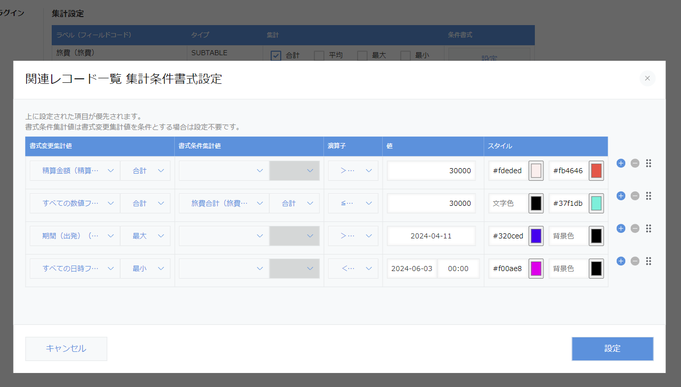 条件書式設定ポップアップ